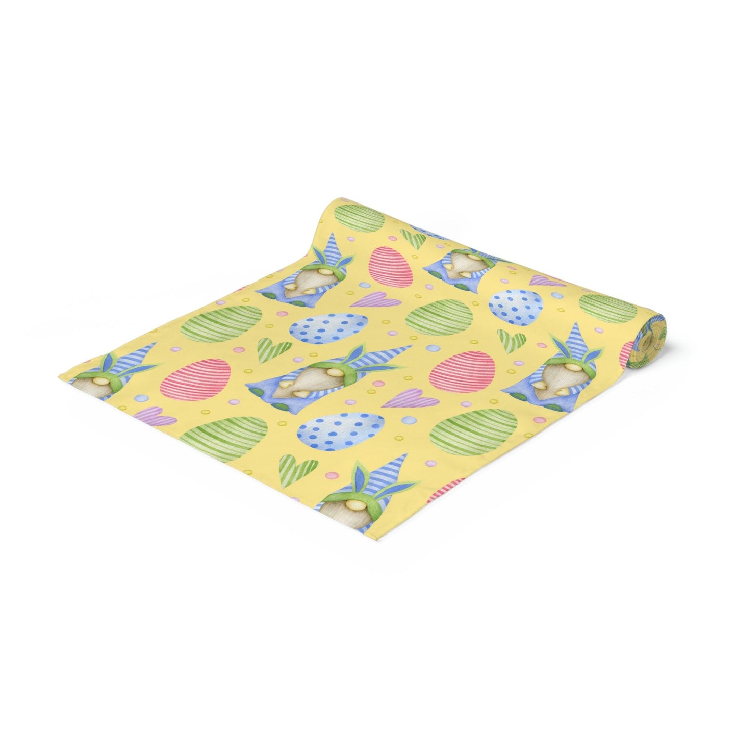 Easter Gnomes Wearing Bunny Hats Spring Colors Table Runner | lovevisionkarma.com
