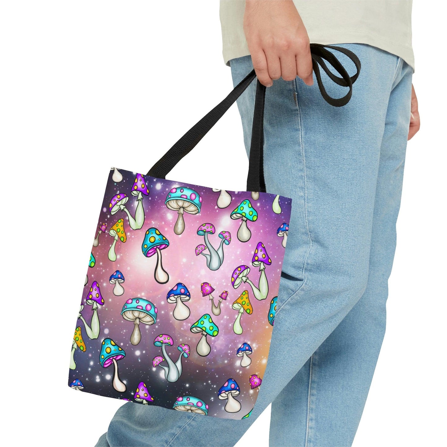 Cosmic Mushroomcore Trippy Space Tote Bag | lovevisionkarma.com
