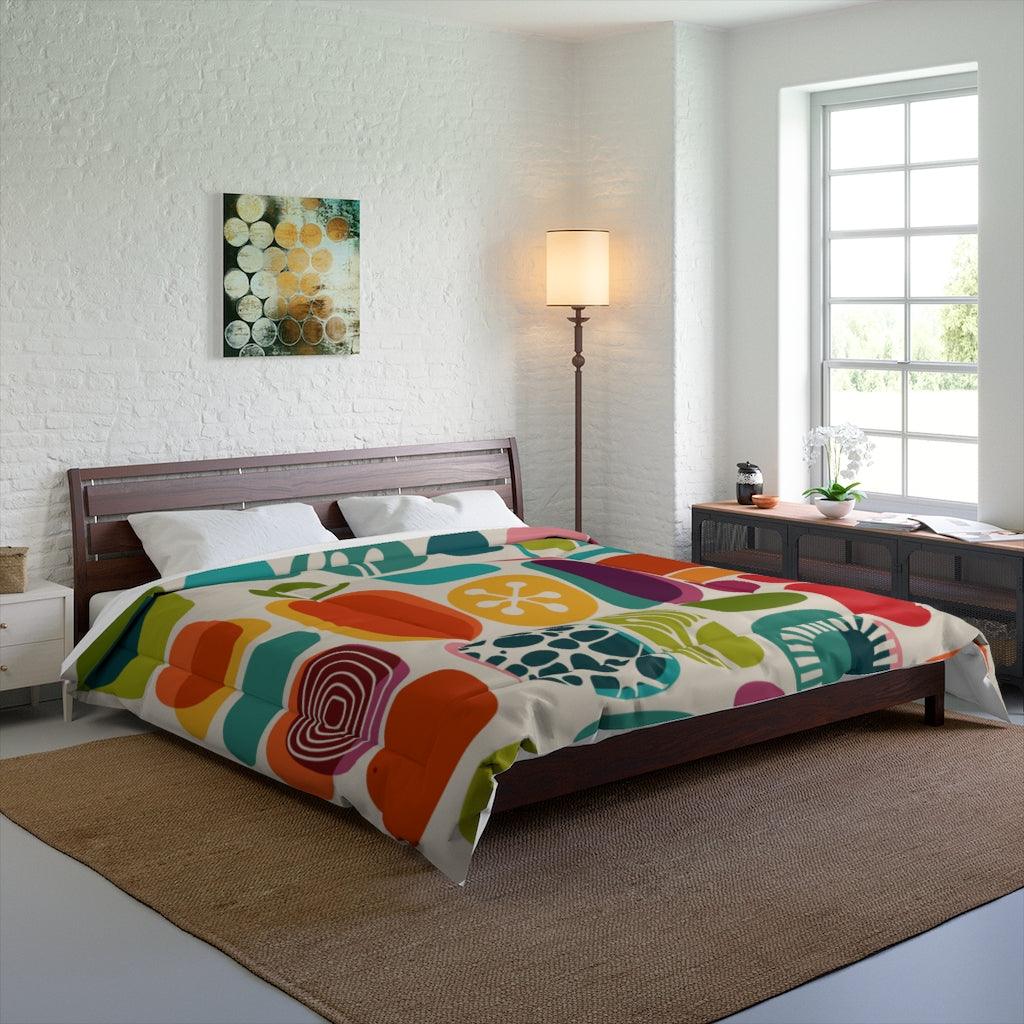 50s 60s Mid Century Modern Vibrant Abstract Comforter | lovevisionkarma.com