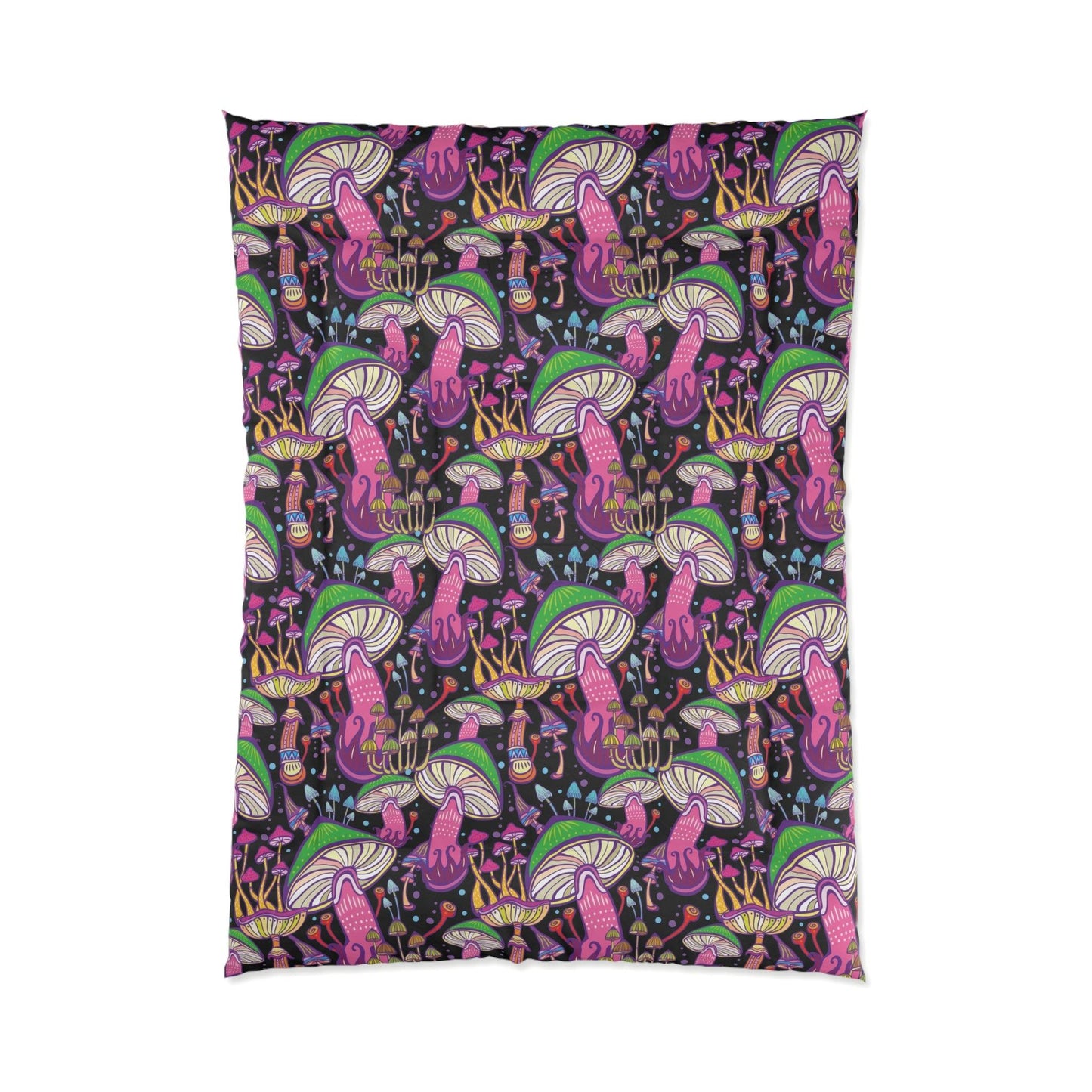 Trippy Mushroom Space Hippie Multicolor Comforter | lovevisionkarma.com