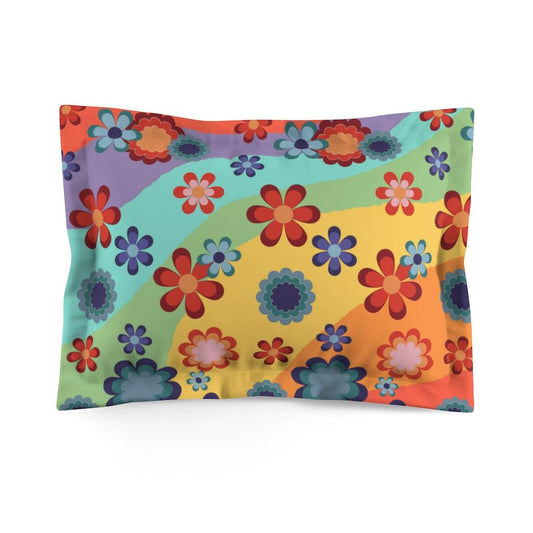 Groovy 60s 70s Flowers Rainbow Hippie MCM Pillow Sham | lovevisionkarma.com