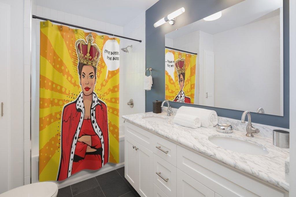"I'm the Boss" Comic Pop Art Shower Curtain | lovevisionkarma.com