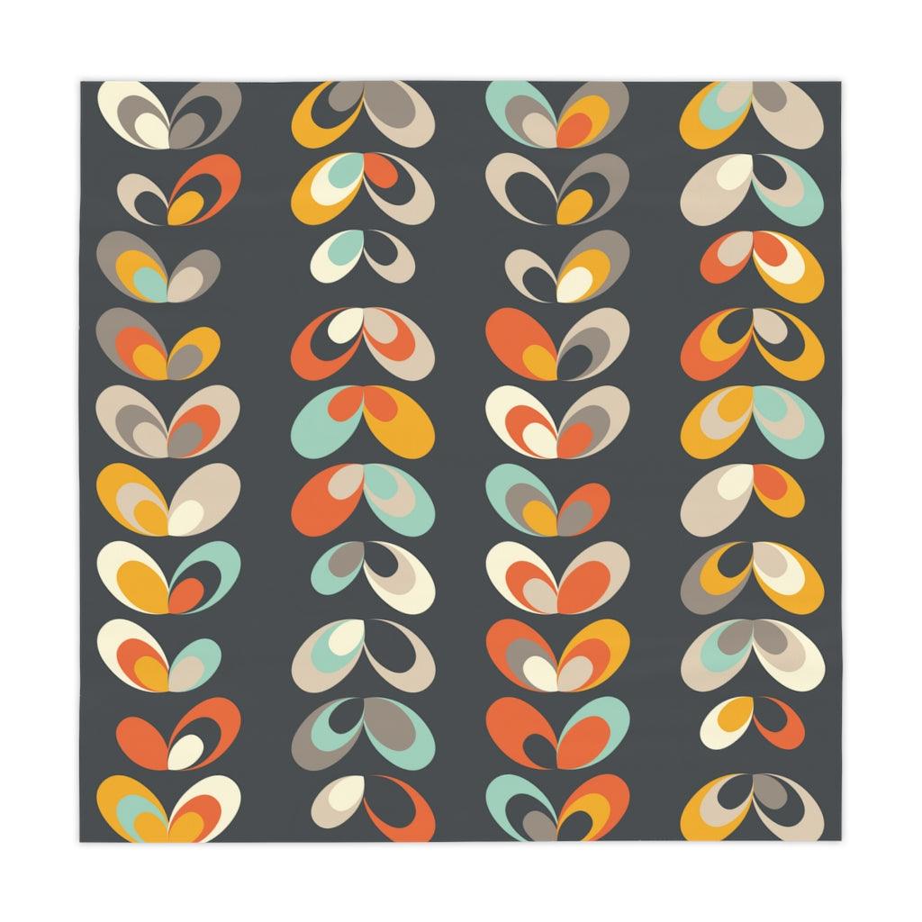 Retro MCM Scandinavian Danish Floral Leaves Dark Gray Tablecloth | lovevisionkarma.com