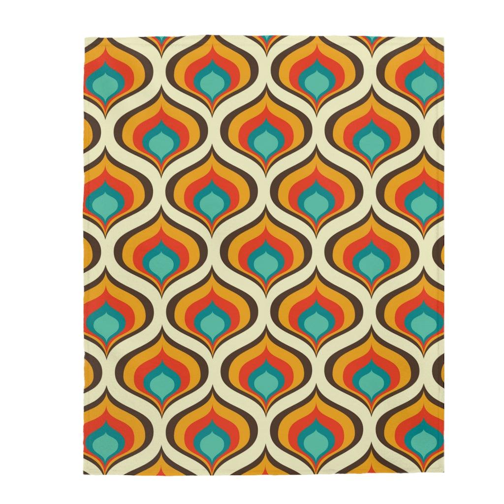 Retro Bulbs Orange, Brown MCM Lightweight Velveteen Blanket | lovevisionkarma.com