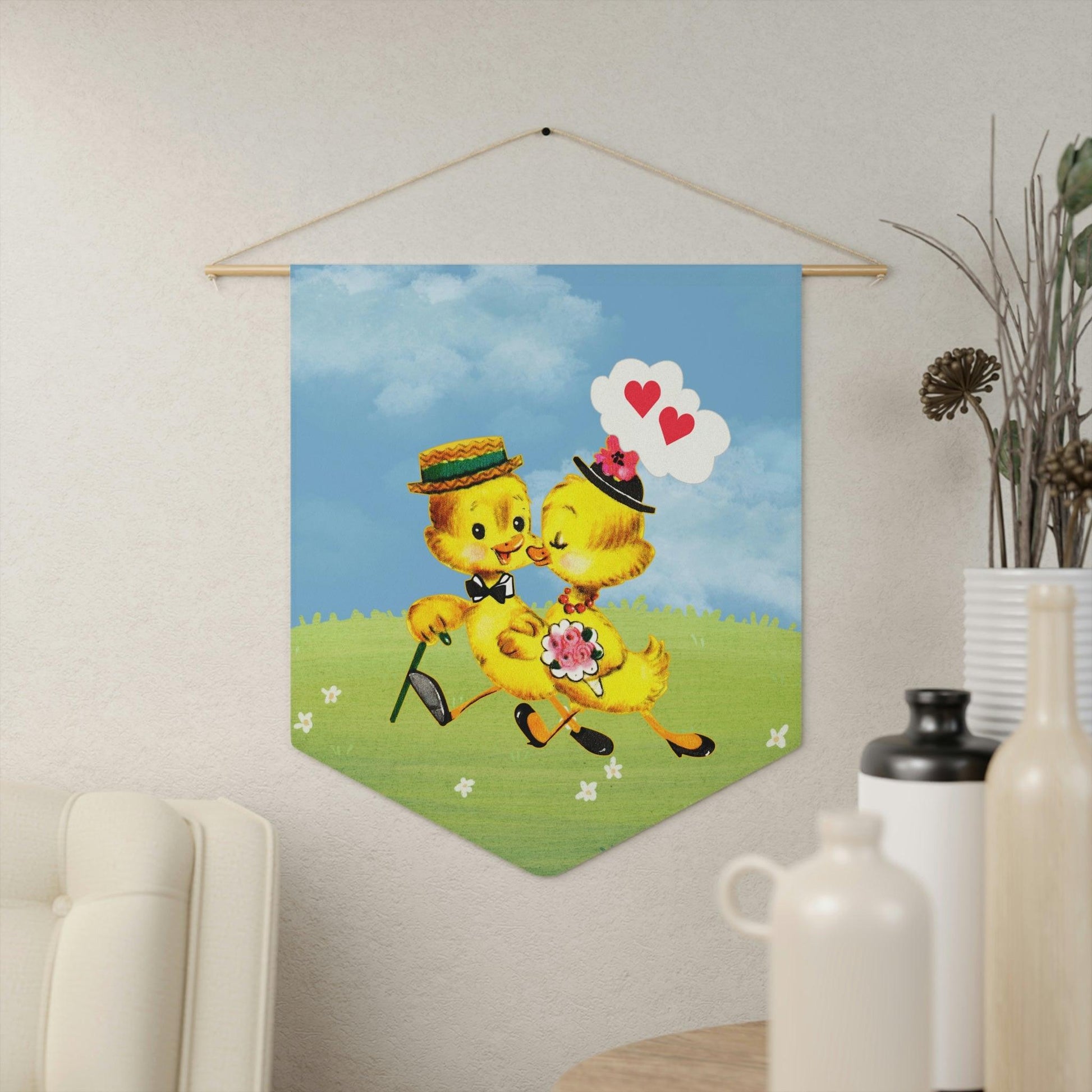 Vintage Easter Chicks Mid Century Mod Wall Pennant | lovevisionkarma.com