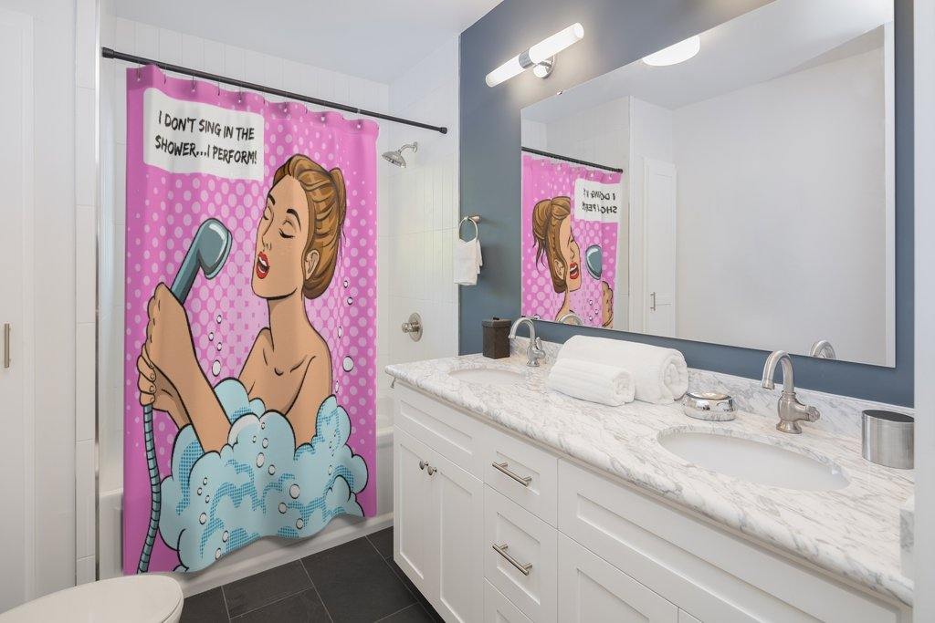 "Superstar" Comic Pop Art Funny Shower Curtain | lovevisionkarma.com