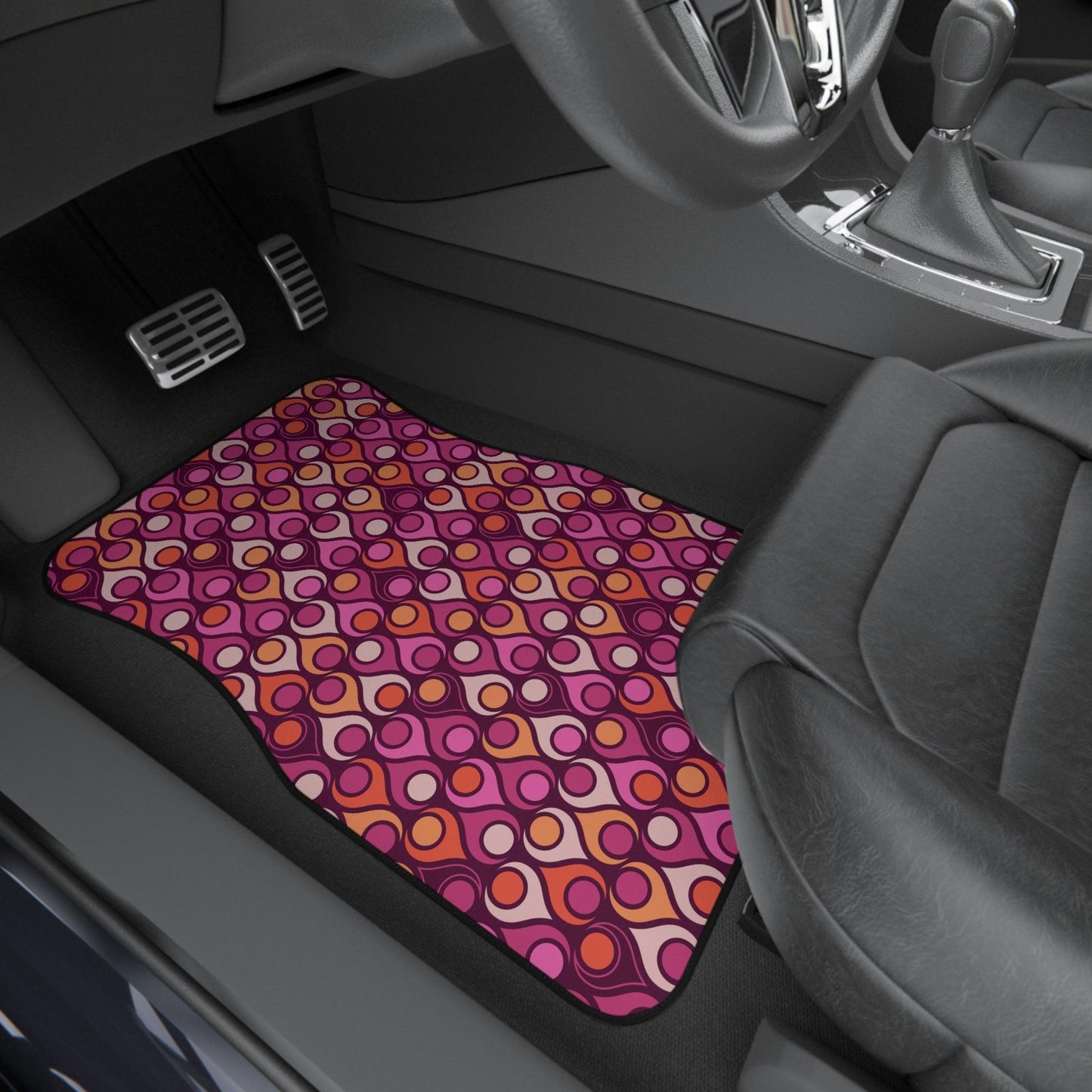 Groovy Mod, Retro Purple Magenta and Orange Car Mats (Set of 4) | lovevisionkarma.com
