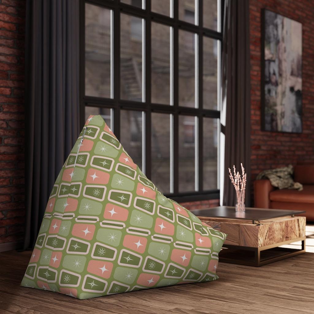 Mid Century Atomic Age Burst, Green & Pink Bean Bag Chair COVER | lovevisionkarma.com