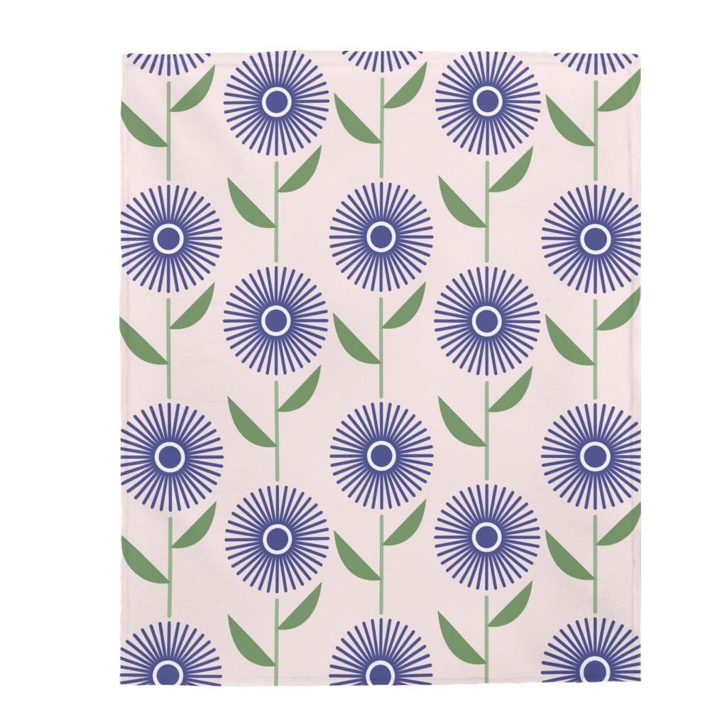 Scandinavian MCM Danish Floral Purple Dandelion Velveteen Lightweight Blanket | lovevisionkarma.com