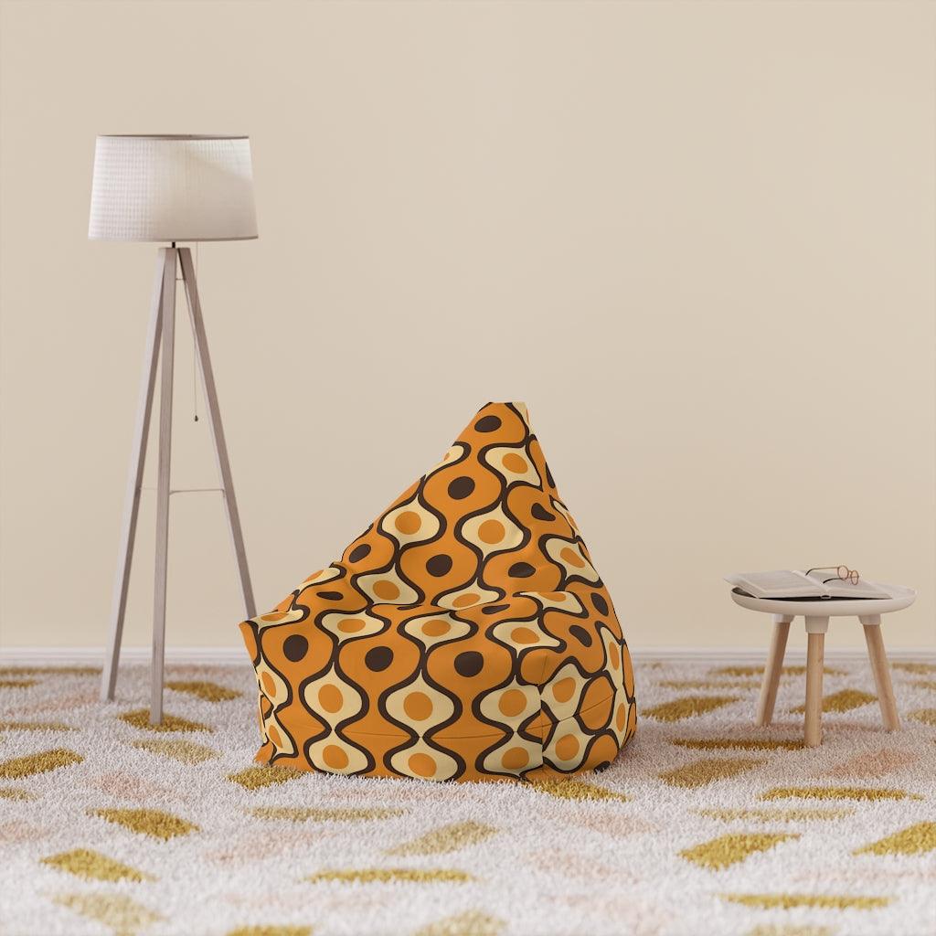 Retro Orange & Brown Geometric MCM Bean Bag Chair COVER | lovevisionkarma.com