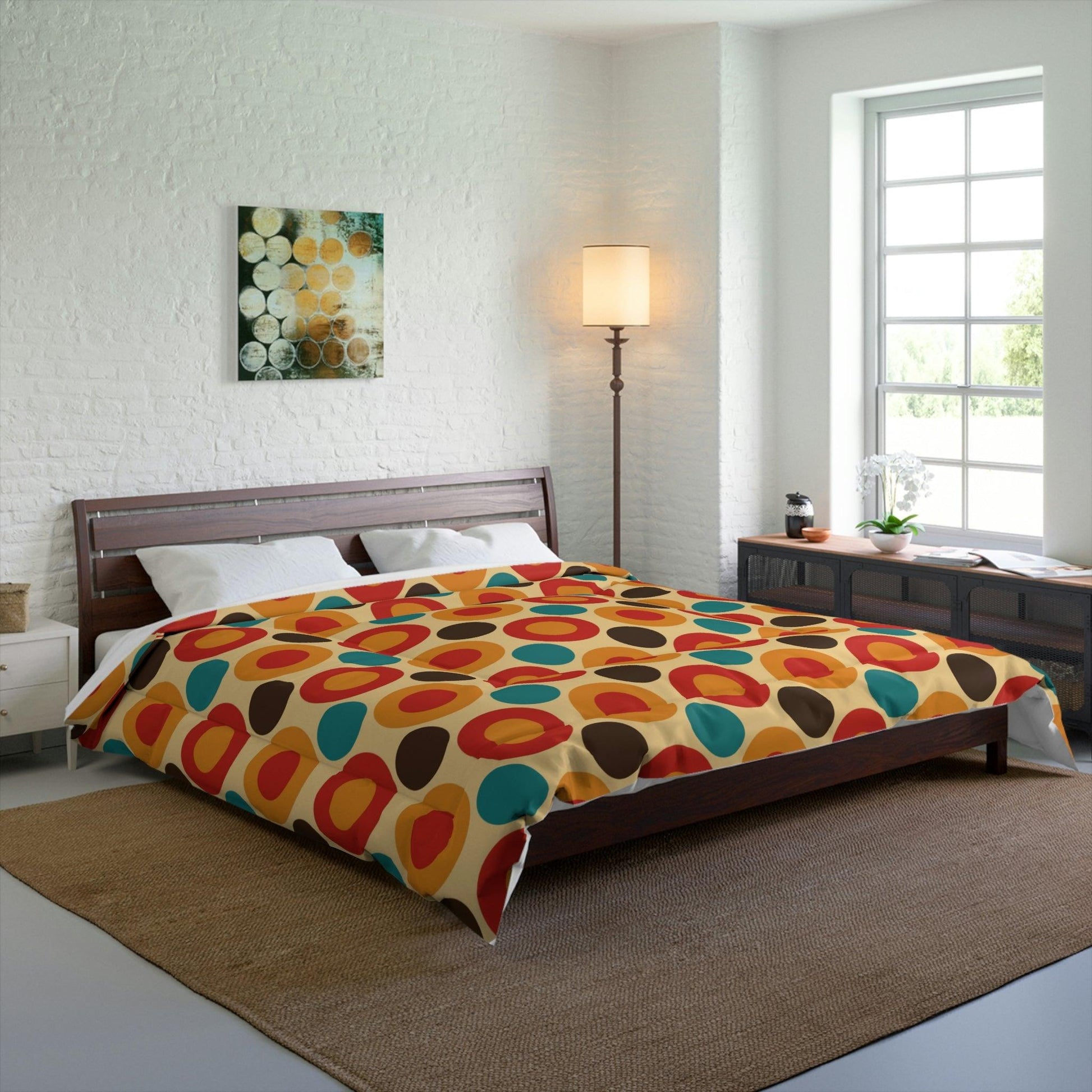 Retro 60s 70s Mod Circles Mid Century Multicolor Comforter | lovevisionkarma.com
