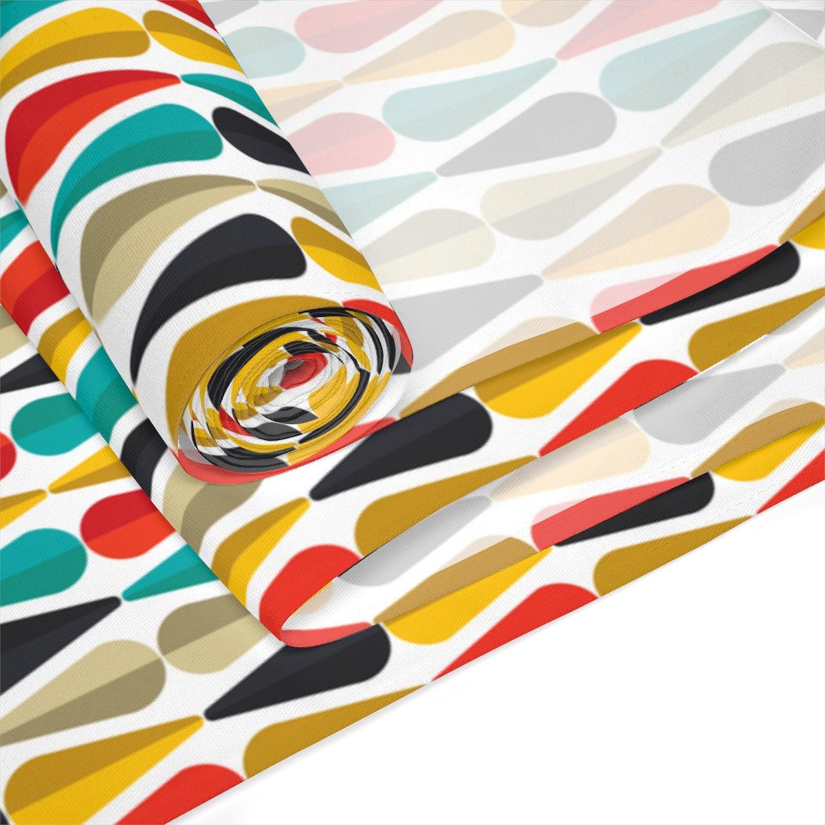 Retro 1950s Geometric MCM Multicolor Table Runner | lovevisionkarma.com