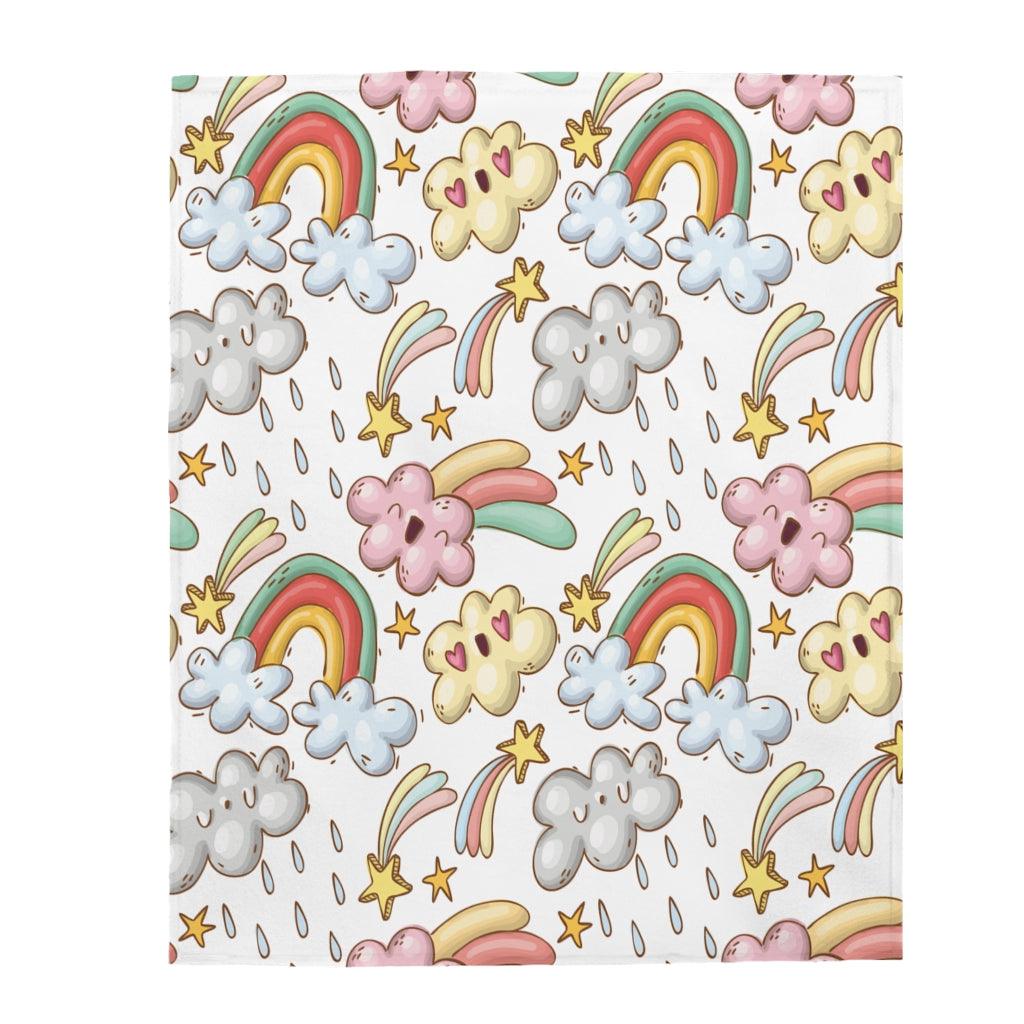 Rainbows & Clouds Whimsical Velveteen Lightweight Blanket | lovevisionkarma.com