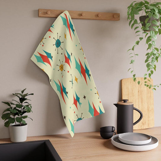 Retro 50s Atomic Diamond Starburst Kitchen Towel | lovevisionkarma.com