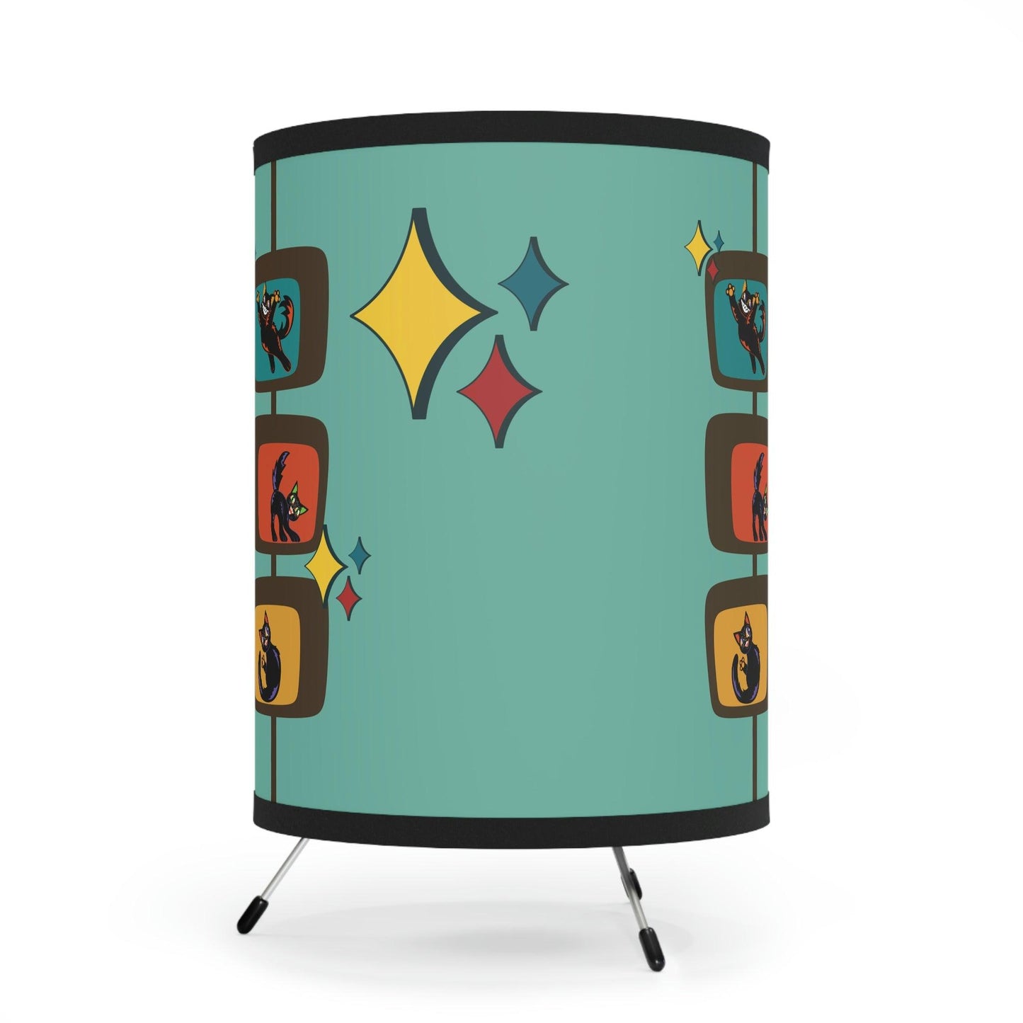 Retro Atomic Cats Kitsch MCM Blue Tripod Tabletop Lamp | lovevisionkarma.com