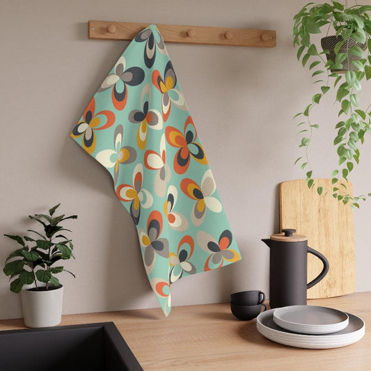 Retro Scandinavian Leaves & Flowers Danish MCM Tea Towel | lovevisionkarma.com