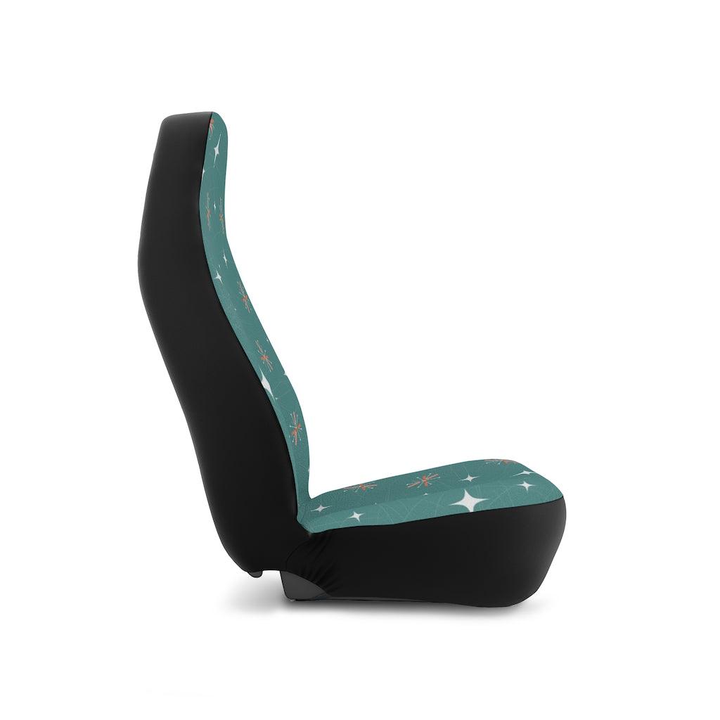 Atomic Starburst Retro Pink & Blue Mid Century Car Seat Covers | lovevisionkarma.com