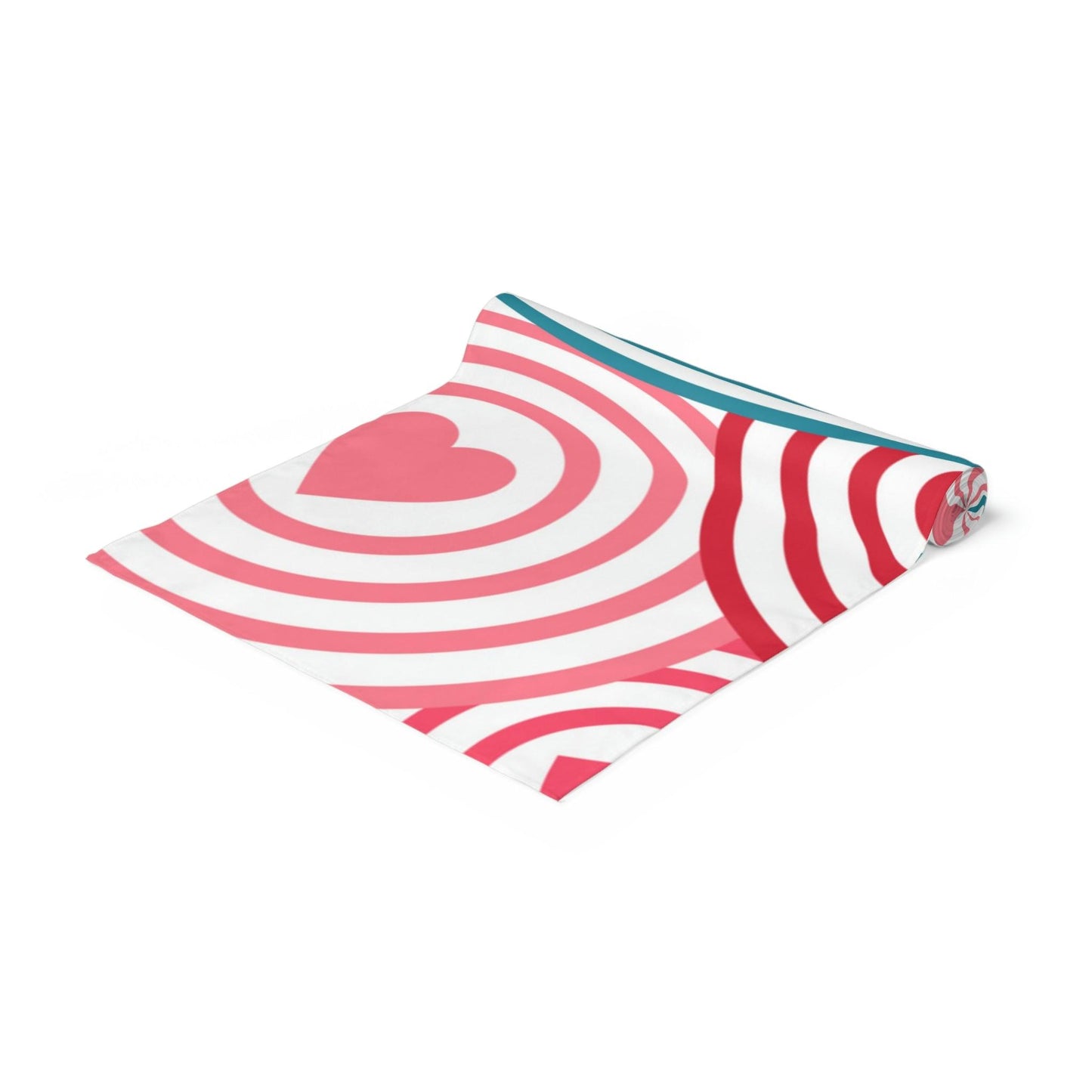 Hearts in Circles Pink, Red and Blue MCM Valentine Table Runner | lovevisionkarma.com