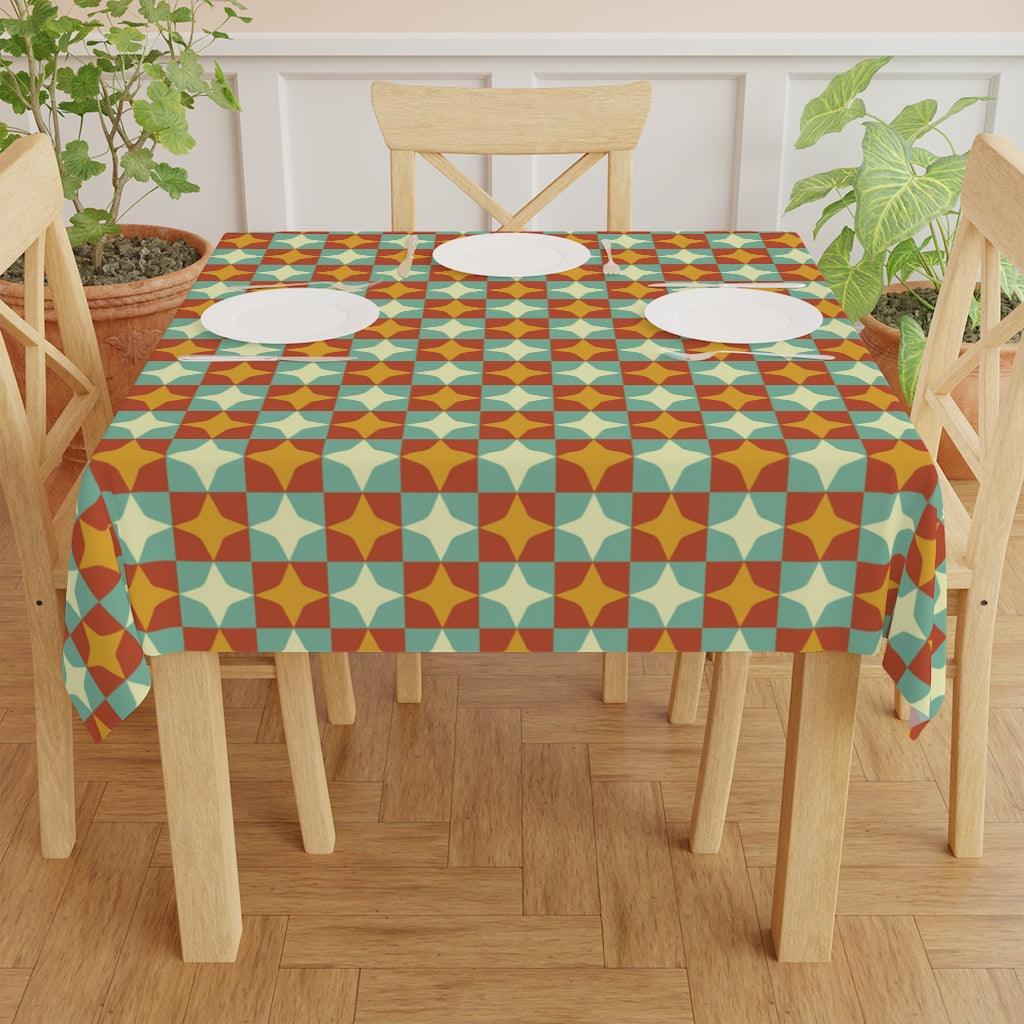 Retro Burst Mid Century Modern Multicolor Tablecloth | lovevisionkarma.com