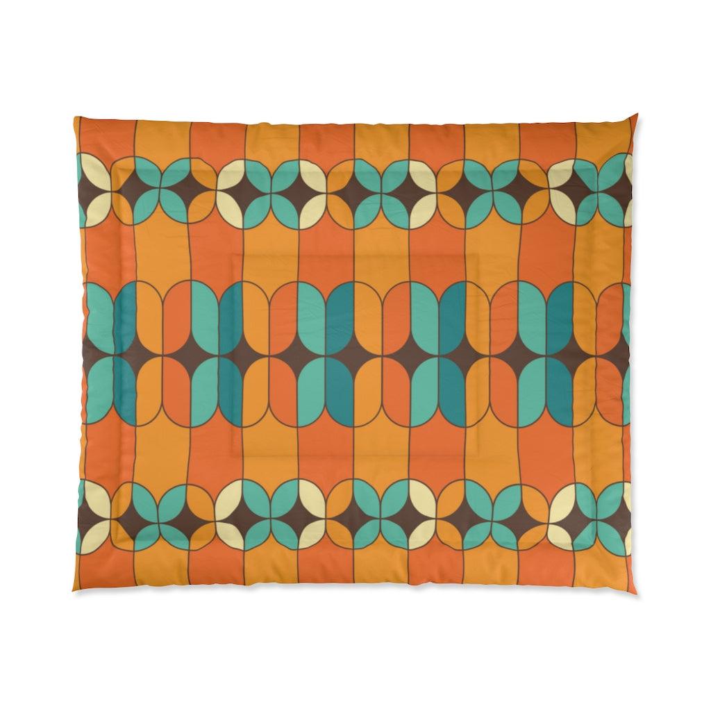 MCM Retro 60s 70s Orange, Brown and Teal Comforter | lovevisionkarma.com