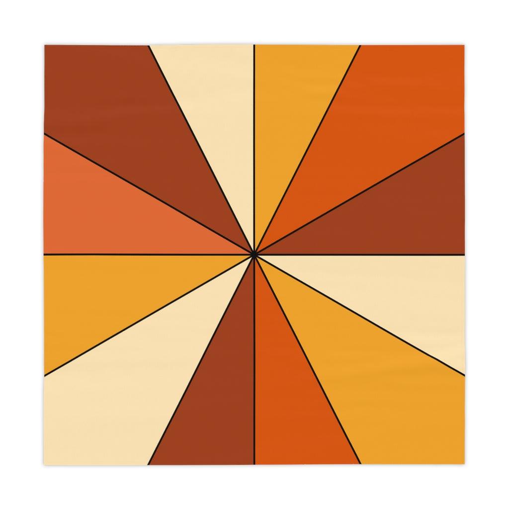 Boho Burst Orange and Yellow Retro Square Tablecloth | lovevisionkarma.com