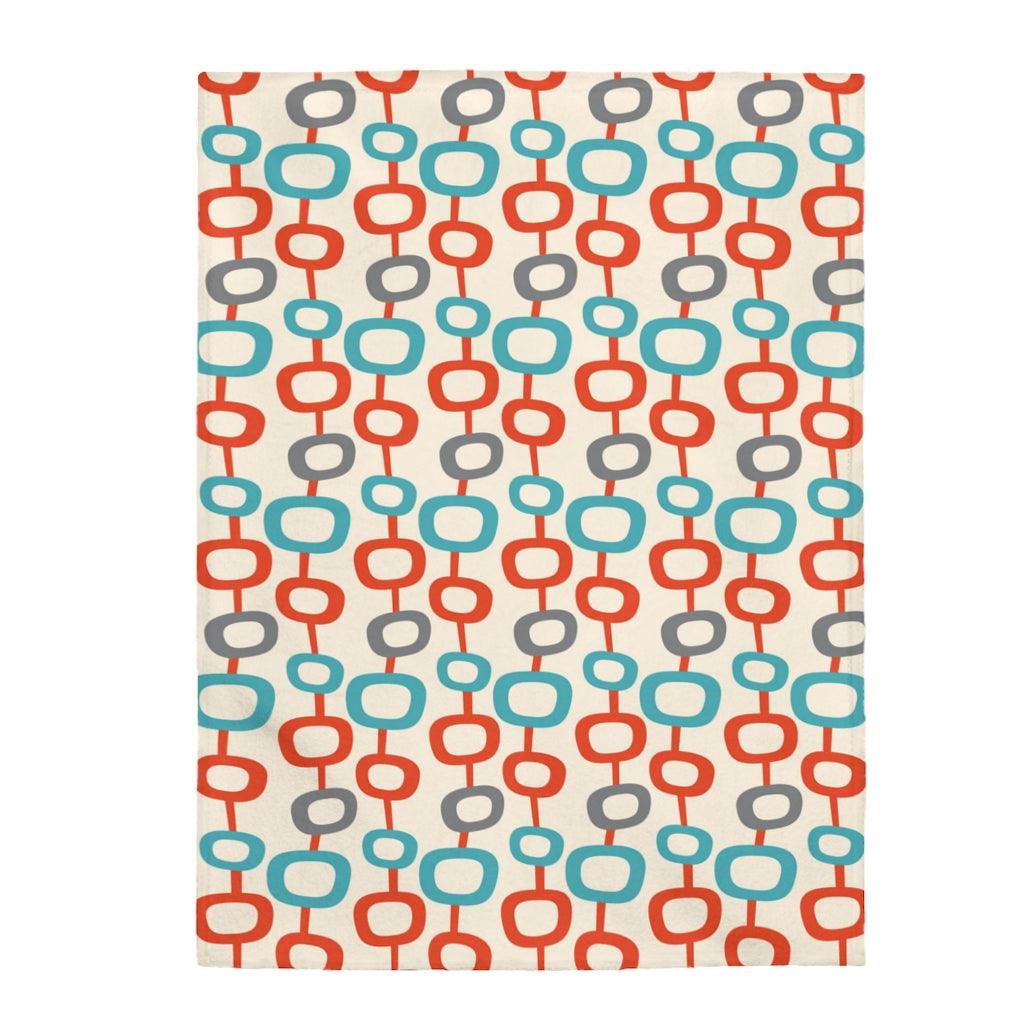 Retro Mod Geo Abstract Shape Chains Multicolor Lightweight Velveteen Blanket | lovevisionkarma.com