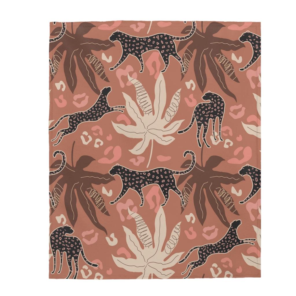 Retro Boho Leopard in Pink/Brown Jungle Lightweight Velveteen Blanket | lovevisionkarma.com