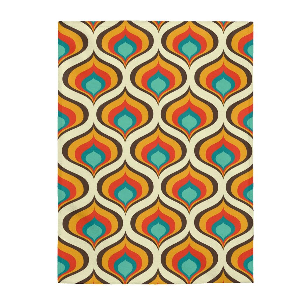 Retro Bulbs Orange, Brown MCM Lightweight Velveteen Blanket | lovevisionkarma.com