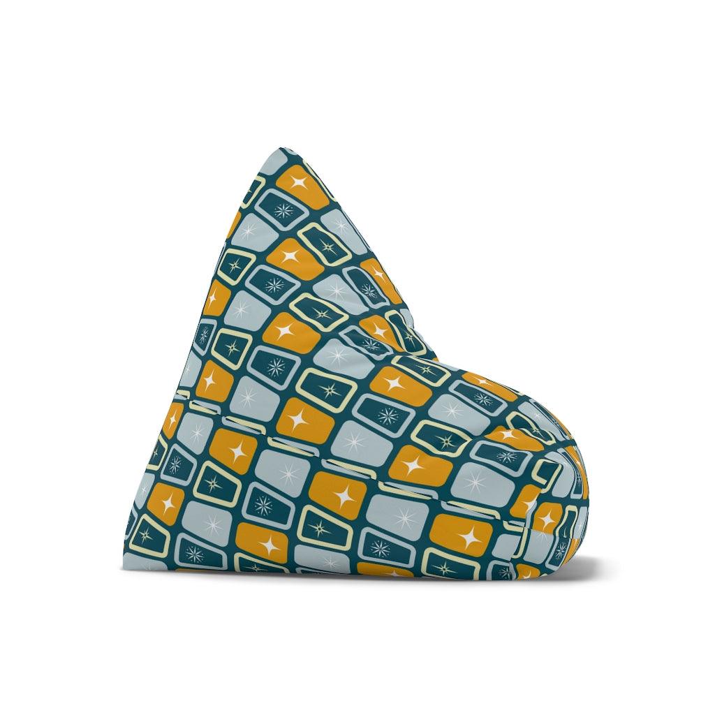 Retro Atomic Starburst MCM Blue & Mustard Bean Bag Chair COVER | lovevisionkarma.com