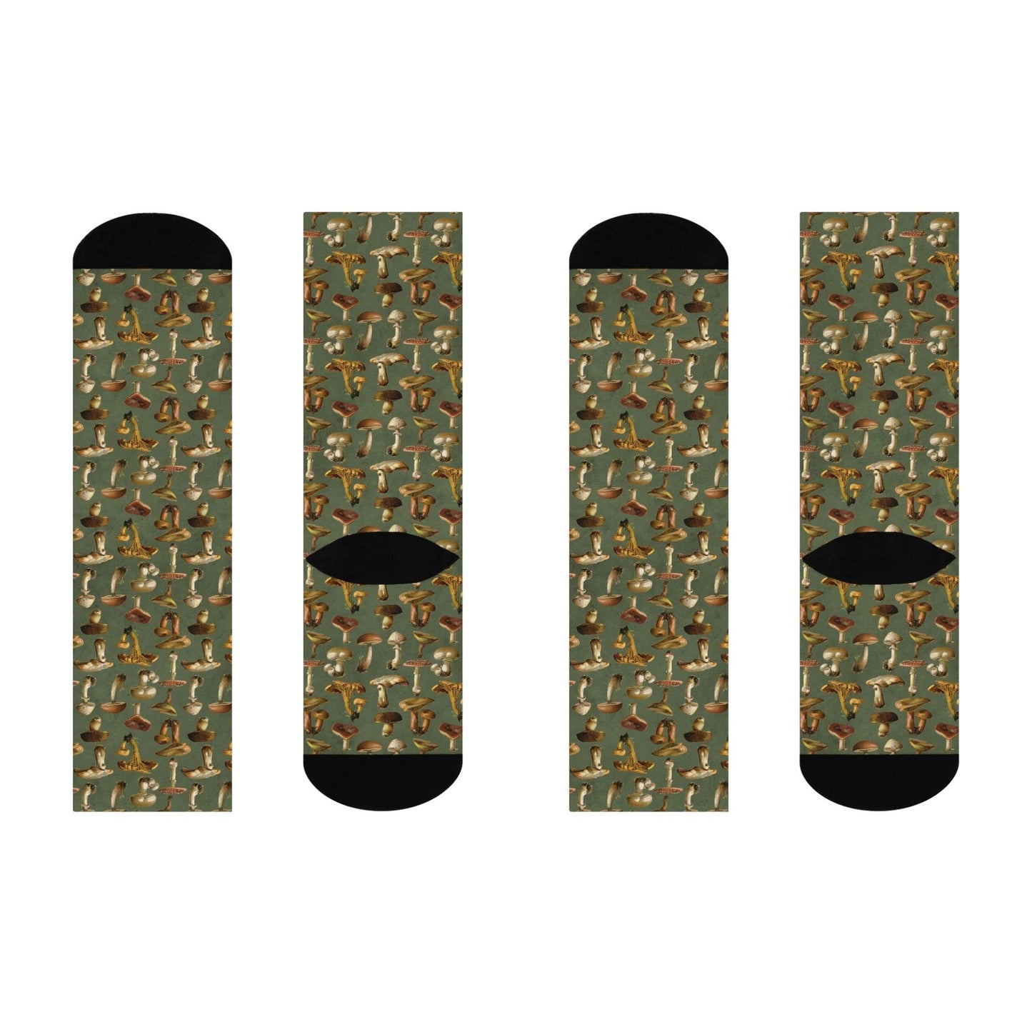 Vintage Mushroom Cottagecore Green Cushioned Unisex Crew Socks | lovevisionkarma.com