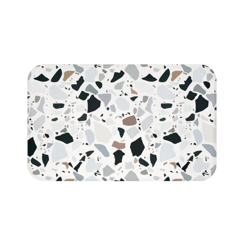 Terrazzo Print Modern Minimalist Bath Mat | lovevisionkarma.com