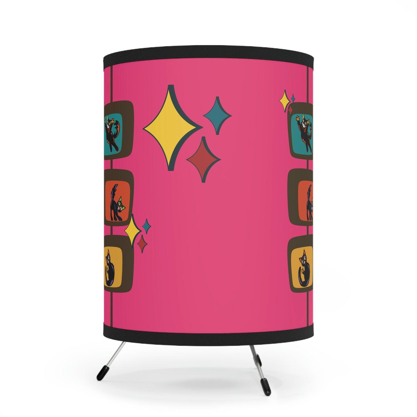 Atomic Retro Cats Kitschy Mid Century Pink Tripod Accent Lamp | lovevisionkarma.com
