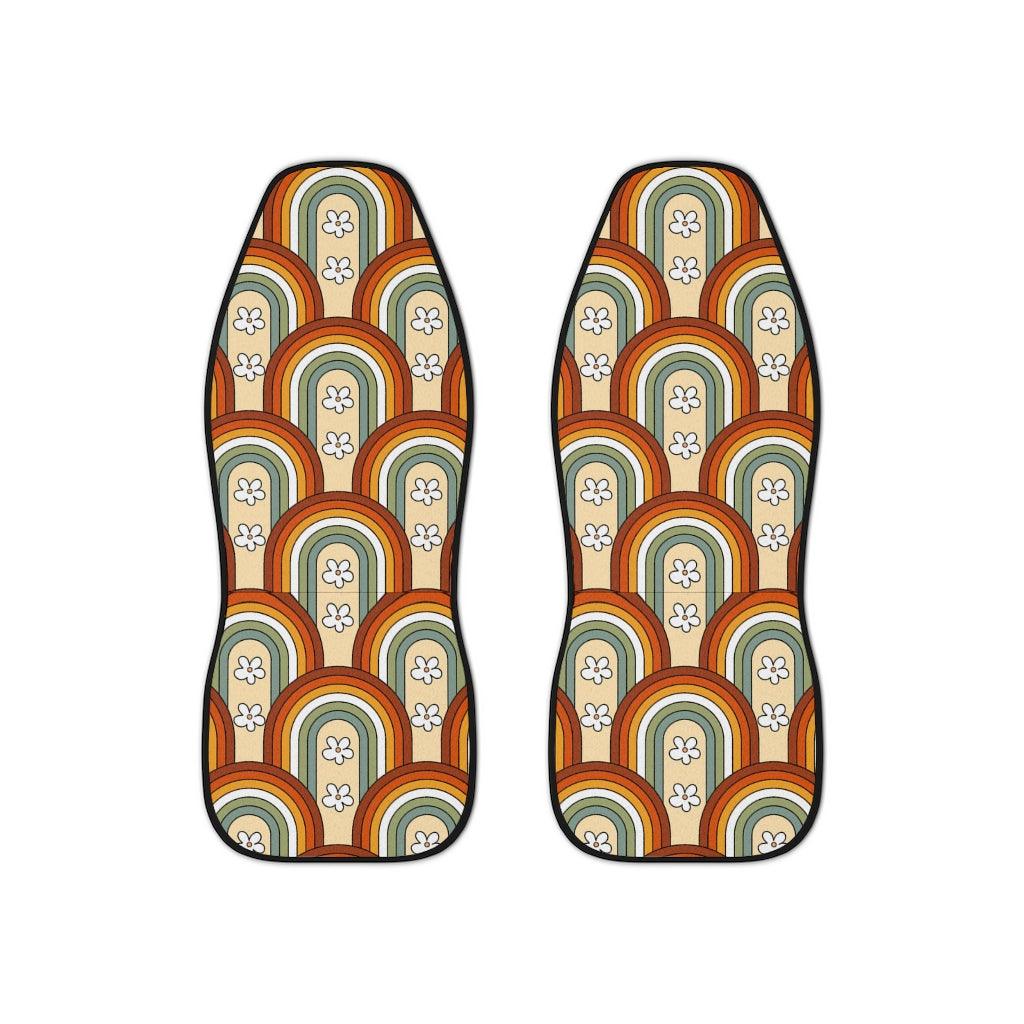 Boho Rainbows & Daisies Retro MCM Car Seat Covers | lovevisionkarma.com
