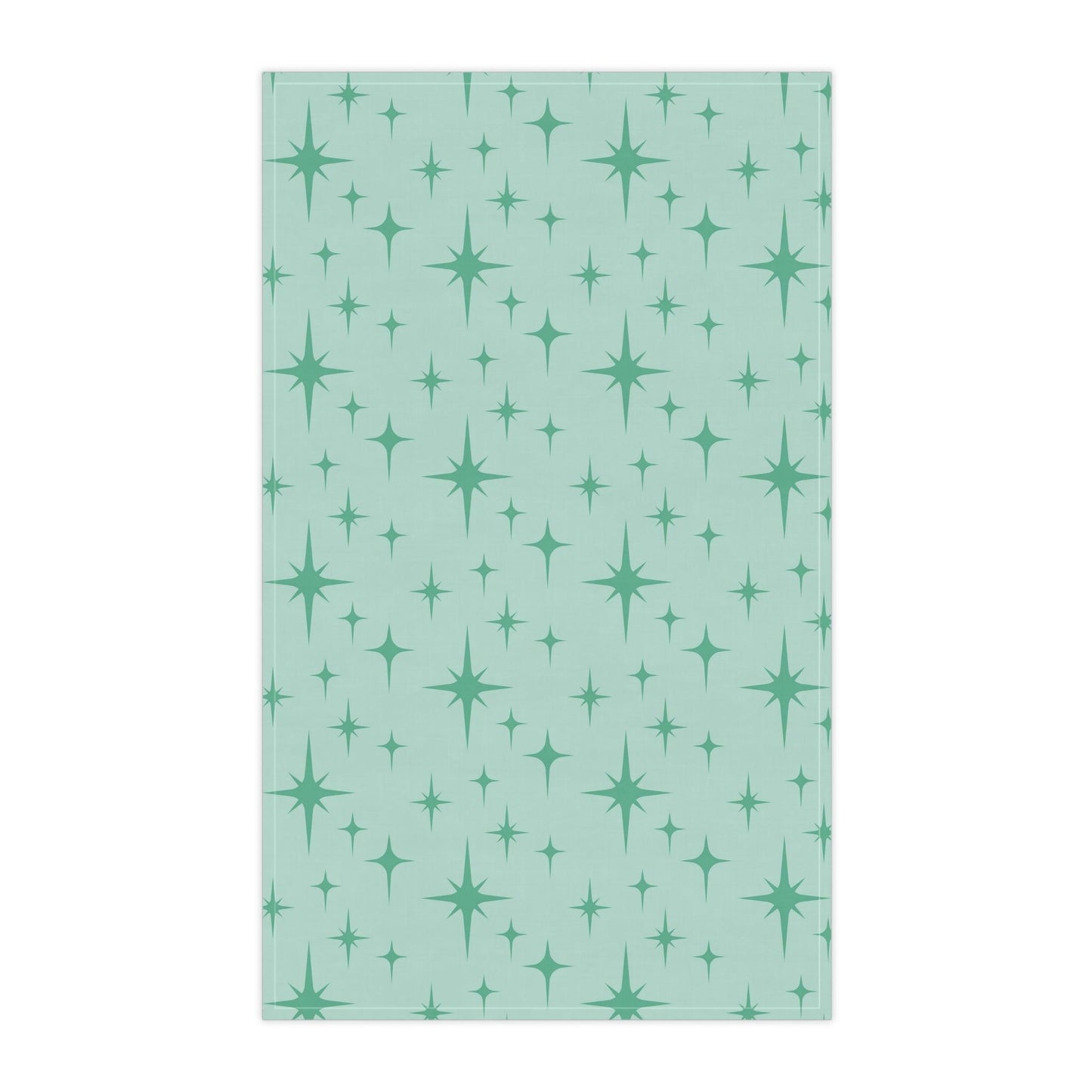 Retro 50s Atomic Burst MCM Mint Green Kitchen Tea Towel | lovevisionkarma.com