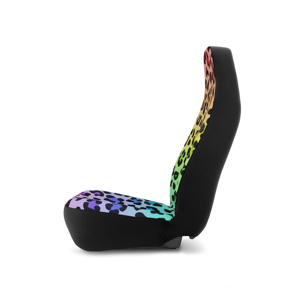 Groovy Leopard Print Rainbow Animal Print Car Seat Covers | lovevisionkarma.com