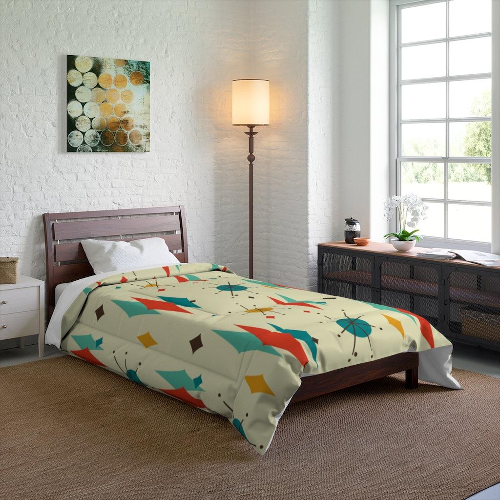 Retro 1950's Atomic Diamond Mid Century Modern Comforter | lovevisionkarma.com