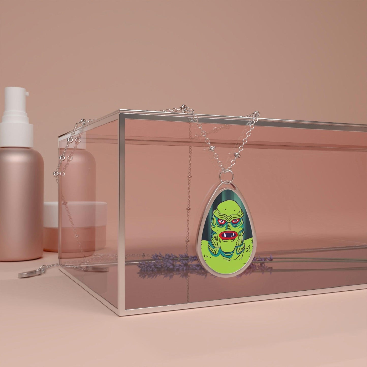 Valentine's Day Creature from the Black Lagoon, Oval Pendant Necklace | lovevisionkarma.com