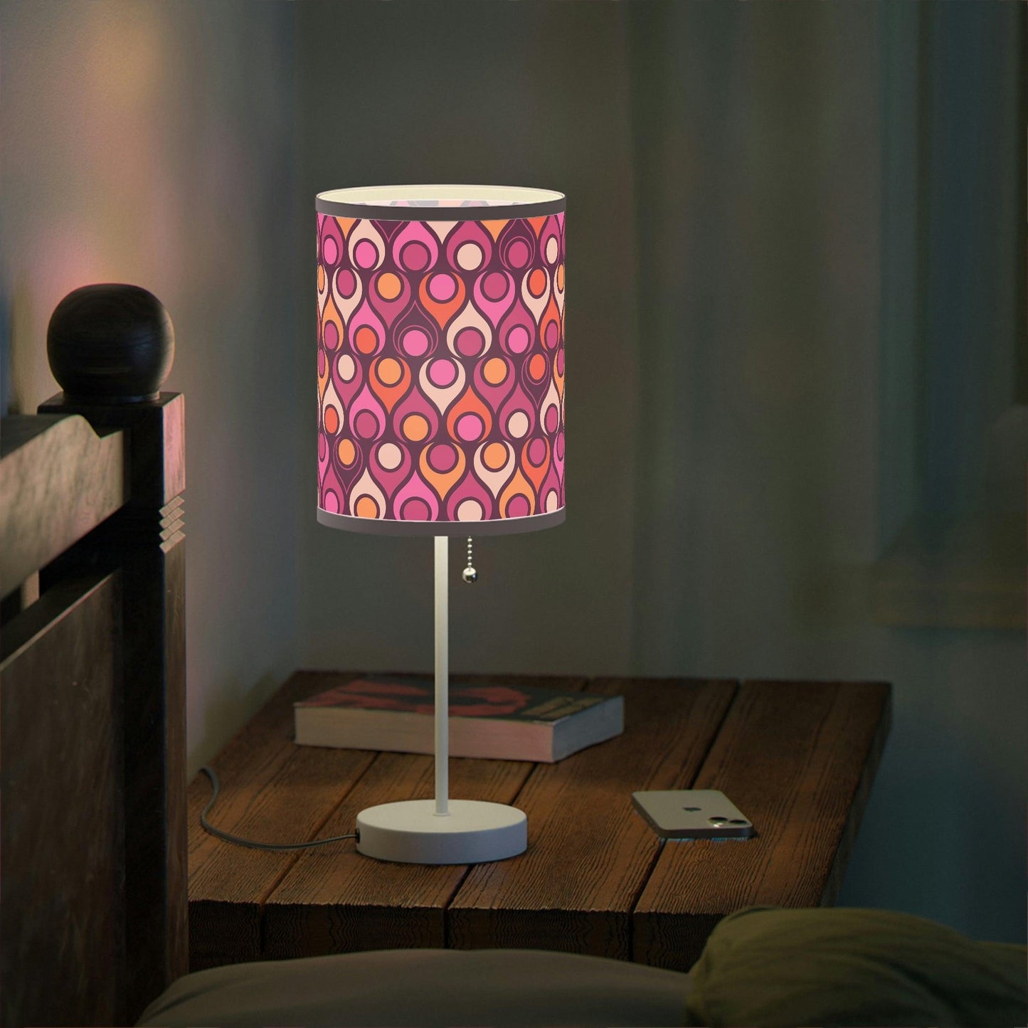 Groovy MCM Funky Geometric Purple, Magenta & Orange Tabletop Lamp | lovevisionkarma.com