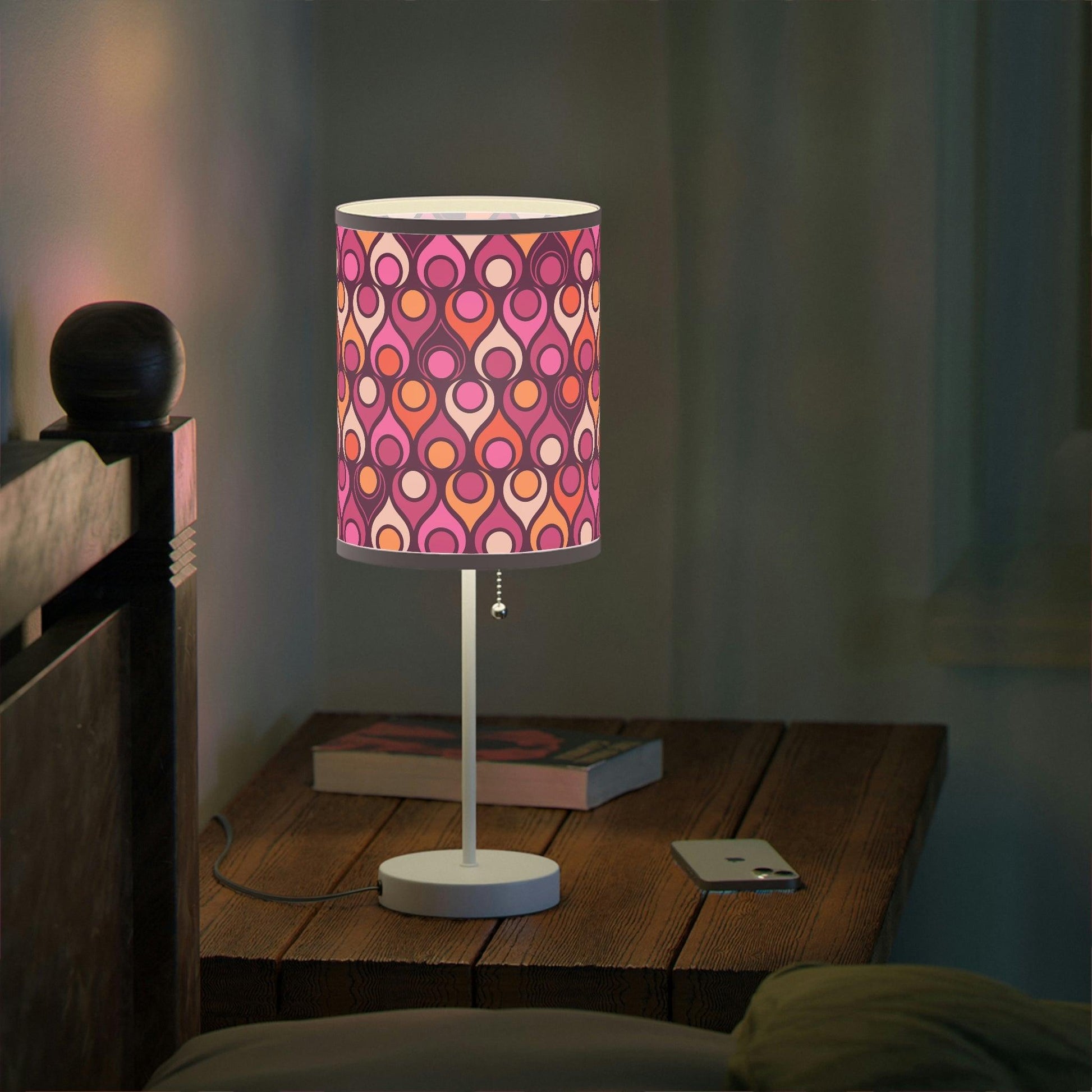 Groovy MCM Funky Geometric Purple, Magenta & Orange Tabletop Lamp | lovevisionkarma.com