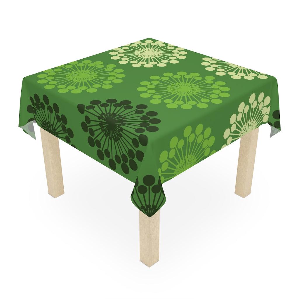 Retro Starburst Sputnik Inspired Green MCM Tablecloth | lovevisionkarma.com