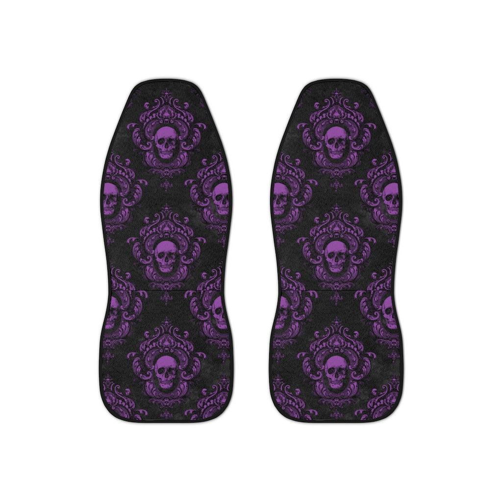 Purple Skull Glam Goth Black Car Seat Covers | lovevisionkarma.com