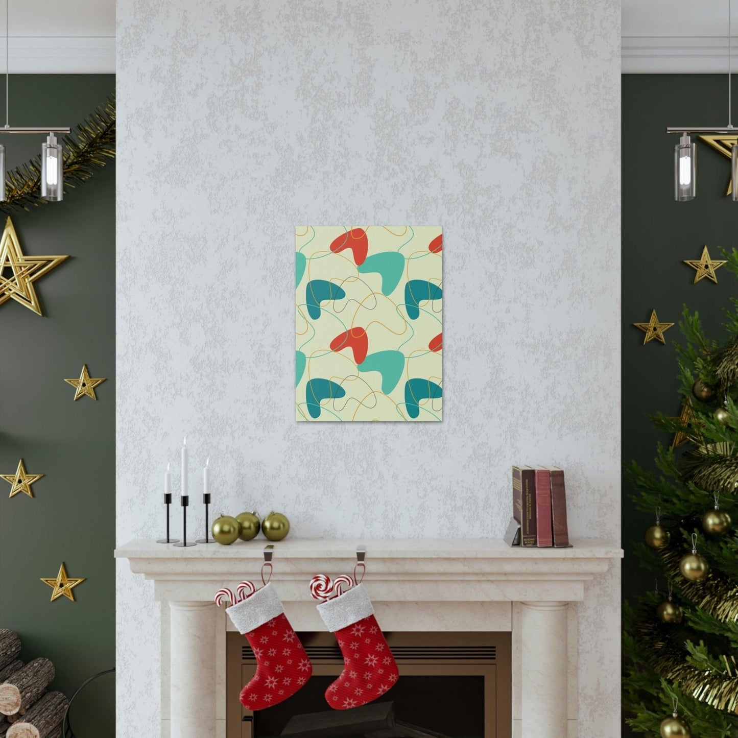 Retro 50s Atomic Boomerang Mid Century Mod, Canvas Gallery Wrap Wall Art | lovevisionkarma.com
