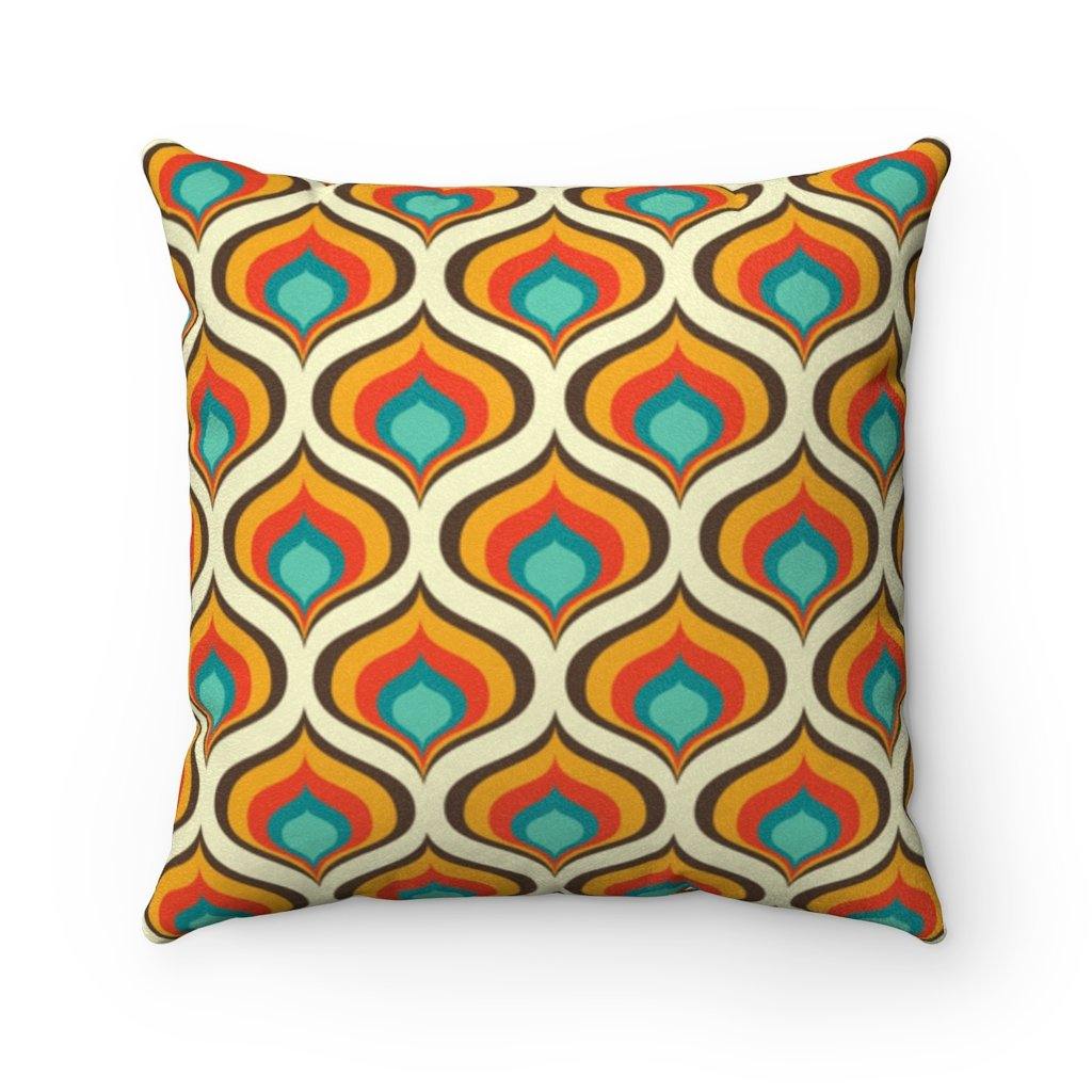 Retro 60s 70s Mid Century Geo Onion Blue & Orange Pillow | lovevisionkarma.com