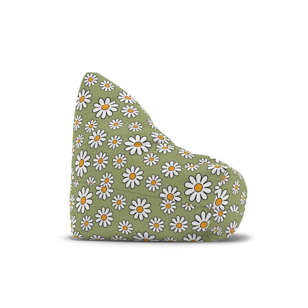 Boho Daisy Sage Green MCM Bean Bag Chair COVER | lovevisionkarma.com