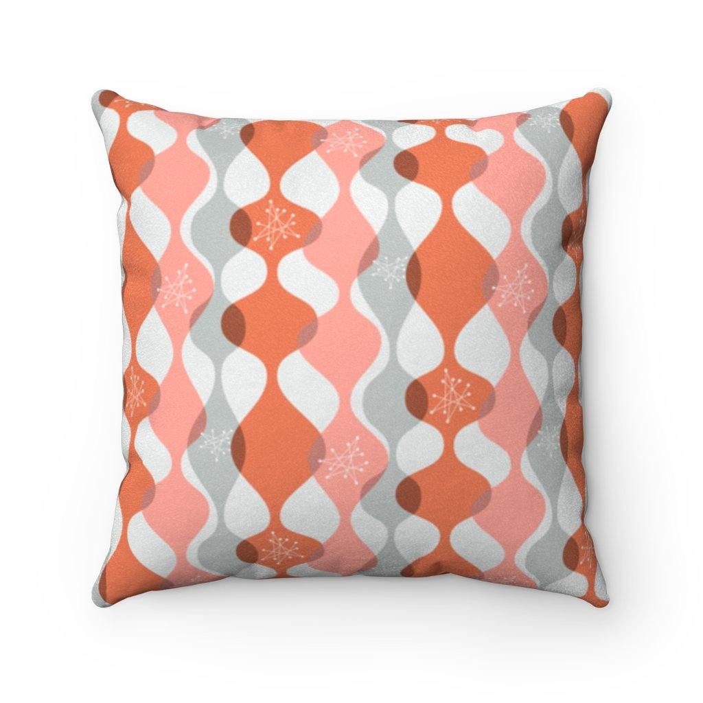 Mid Century Mod Atomic Age Starbursts Pink & Grey Pillow | lovevisionkarma.com