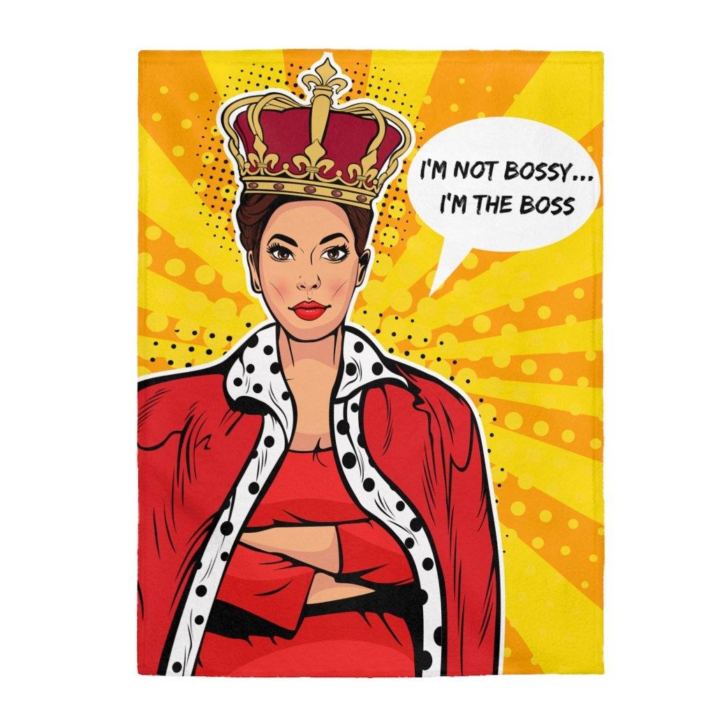 "I'm the Boss" Comic Pop Art Velveteen Lightweight Blanket | lovevisionkarma.com