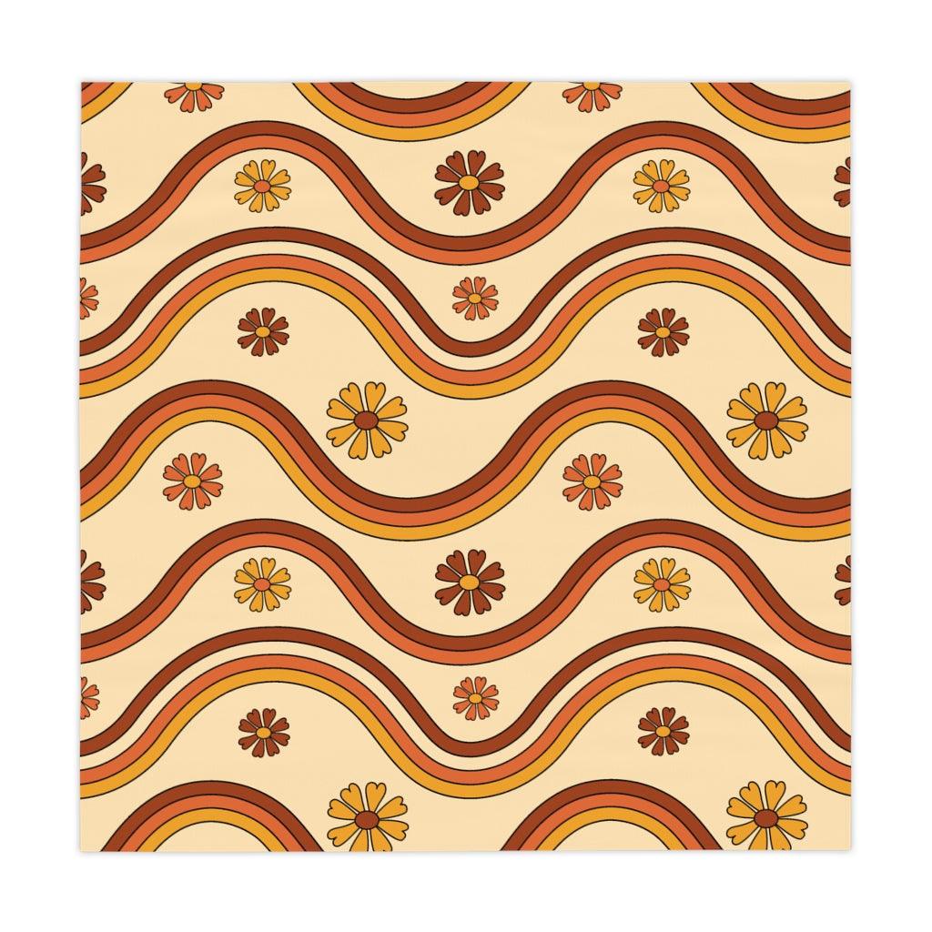 Retro Boho Flowers and Rainbows Multicolor MCM Tablecloth | lovevisionkarma.com