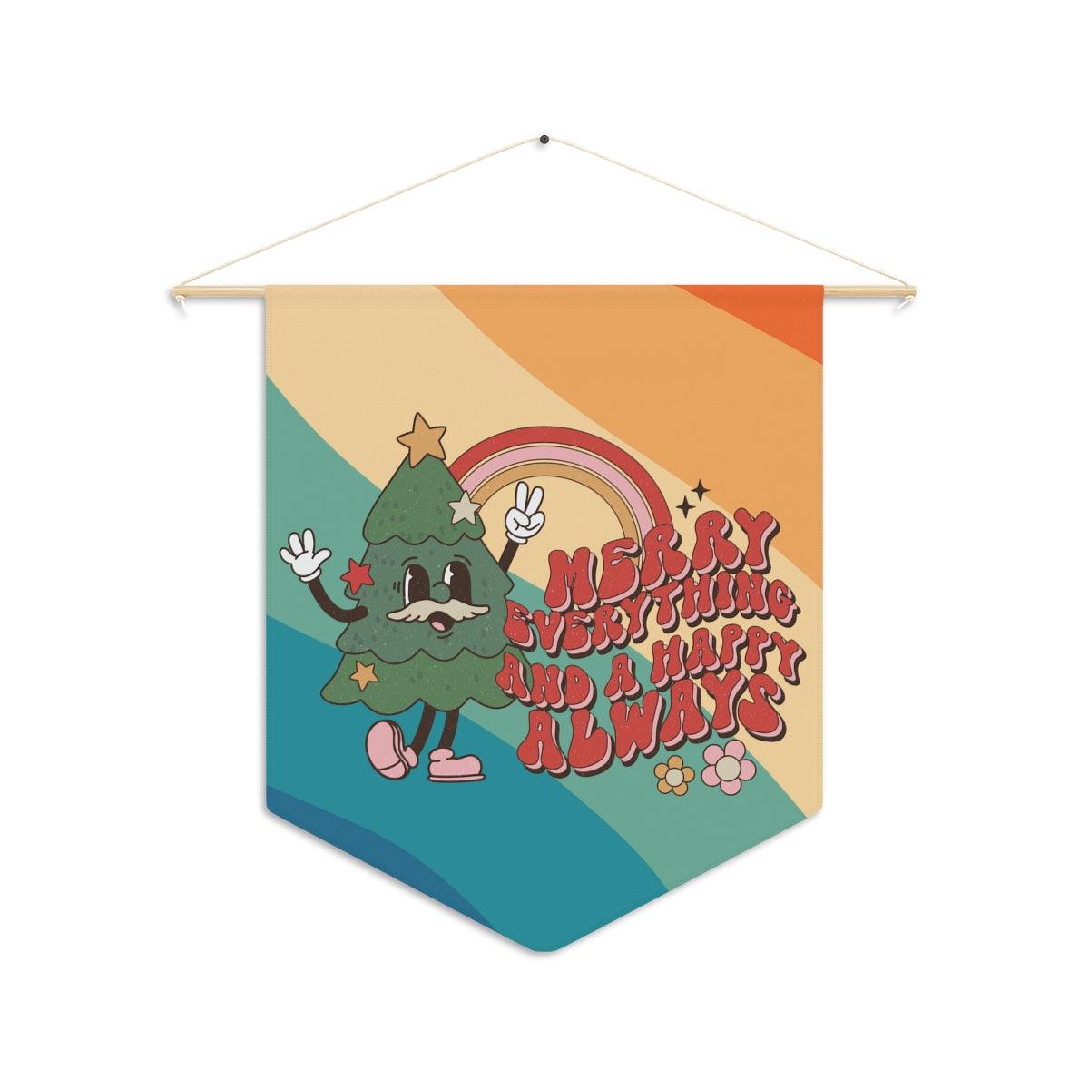 Groovy X-mas Tree 60's Rainbow Hippie Christmas Wall Pennant | lovevisionkarma.com
