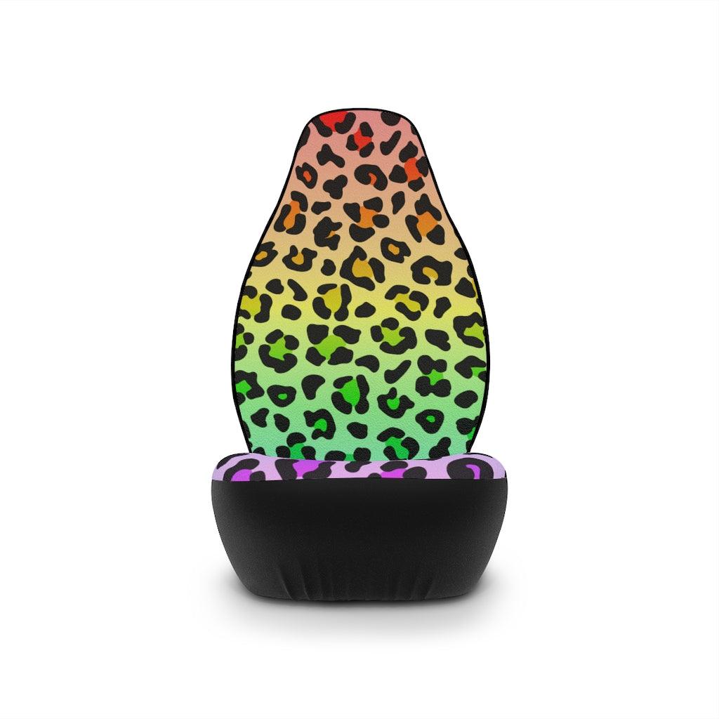 Groovy Leopard Print Rainbow Animal Print Car Seat Covers | lovevisionkarma.com