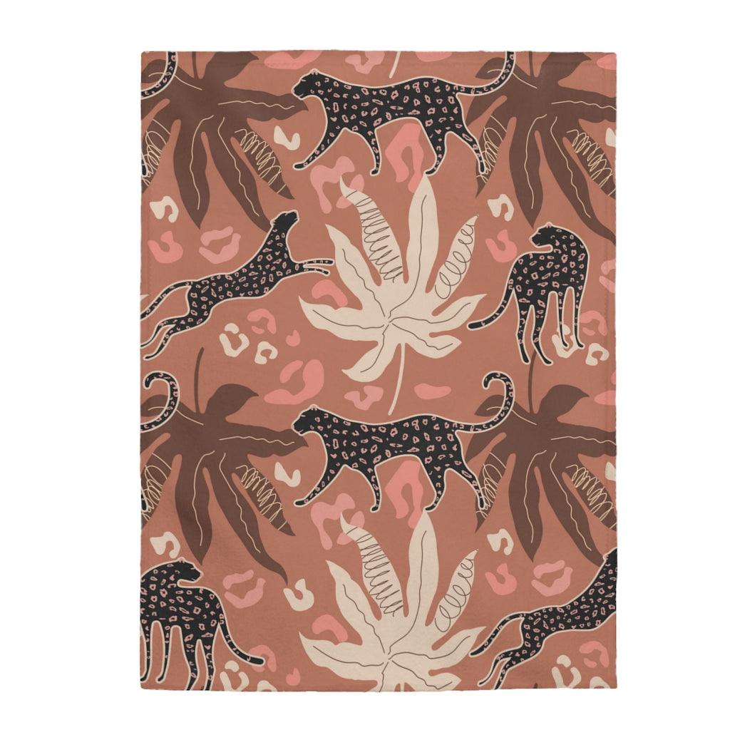 Retro Boho Leopard in Pink/Brown Jungle Lightweight Velveteen Blanket | lovevisionkarma.com